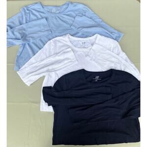 3 NEW Gap Long Sleeve Organically Grown Cotton Cropped Shirts - Size Medium